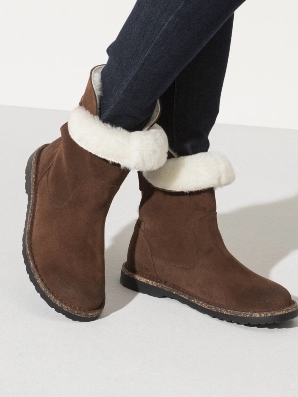Birkenstock Uppsala Espresso Shearling Lined Suede Ankle Boots - Size 39/8.5